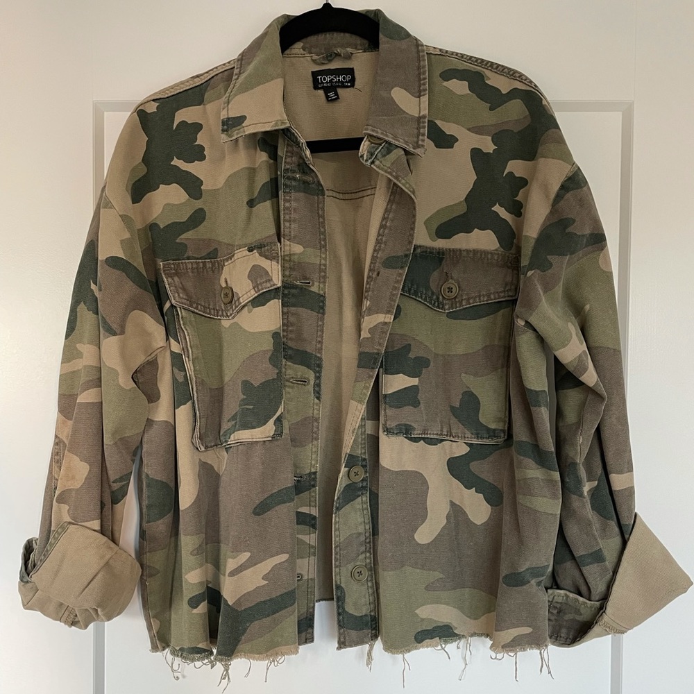 Topshop, Camo Jean Jacket, Size M / US 8-10